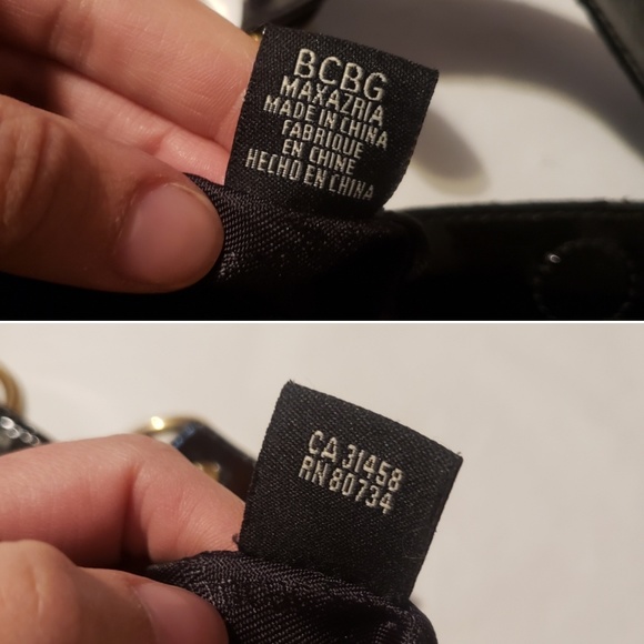 BCBGMaxazria Velour Black and Gold Chain Hand Bag - Picture 8 of 8